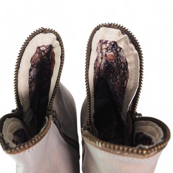 Freebird Steven Jalessa "Smoke Grey" Distressed Heeled Leather Booties Women's10 - Picture 11 of 11